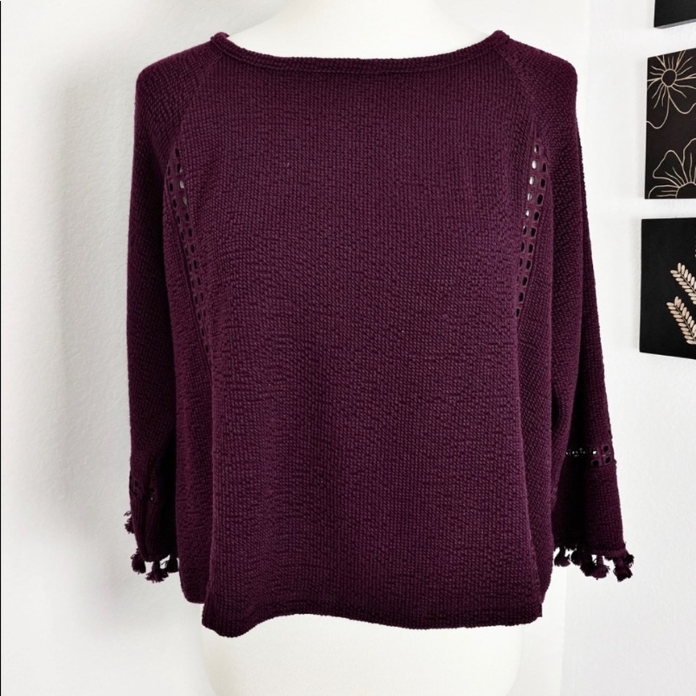 Anthropologie Pom Pom Blouse Red Wine Size S - Picture 7 of 10